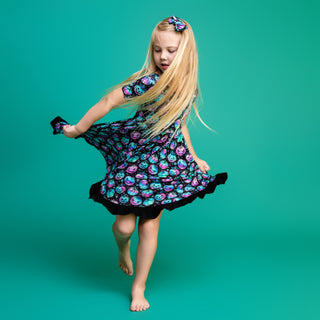 Halloween | Starlight Pumpkins | Toddler & Girls Bamboo Ruffle Twirl Dress