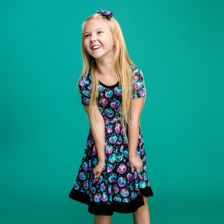 Halloween | Starlight Pumpkins | Toddler & Girls Bamboo Ruffle Twirl Dress