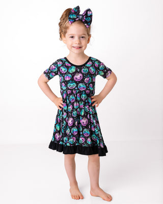 Halloween | Starlight Pumpkins | Toddler & Girls Bamboo Ruffle Twirl Dress