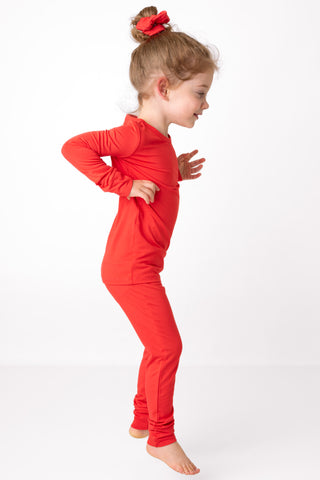 Apple Red | Two-Piece Bamboo Long Sleeve Toddler & Kids Pajamas