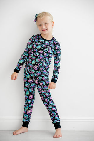 Halloween | Starlight Pumpkins | Two-Piece Bamboo Long Sleeve Toddler & Kids Pajamas