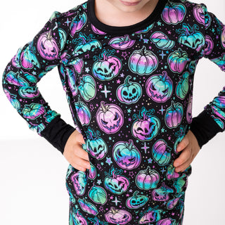 Halloween | Starlight Pumpkins | Two-Piece Bamboo Long Sleeve Toddler & Kids Pajamas