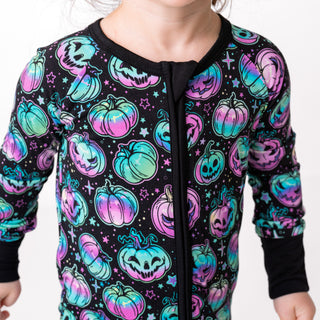 Halloween | Starlight Pumpkins | Convertible Bamboo Zipper Baby Pajamas