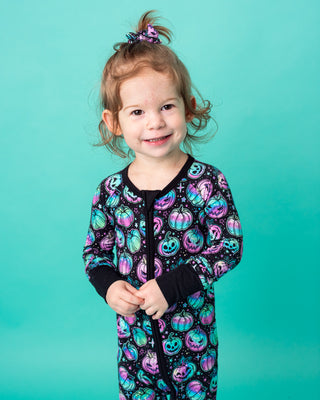 Halloween | Starlight Pumpkins | Convertible Bamboo Zipper Baby Pajamas