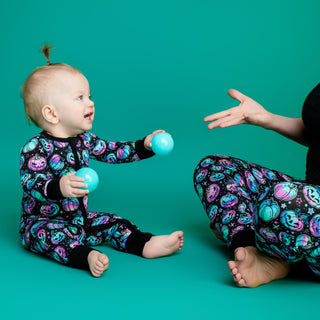 Halloween | Starlight Pumpkins | Convertible Bamboo Zipper Baby Pajamas