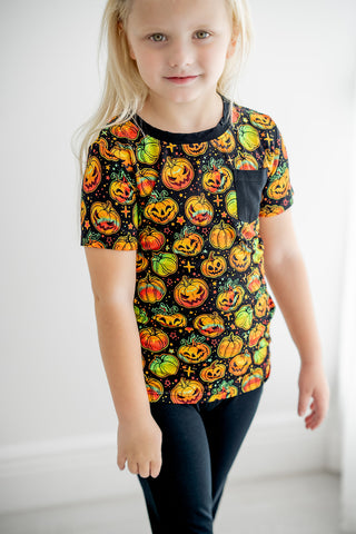 Halloween | Spooky Pumpkins | Bamboo Toddler & Kids Pocket T-Shirt