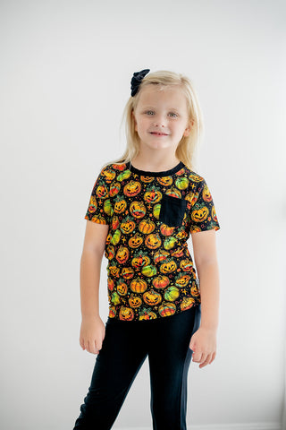 Halloween | Spooky Pumpkins | Bamboo Toddler & Kids Pocket T-Shirt