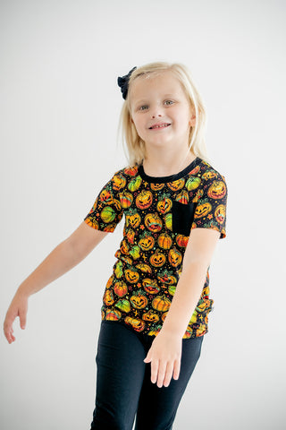 Halloween | Spooky Pumpkins | Bamboo Toddler & Kids Pocket T-Shirt