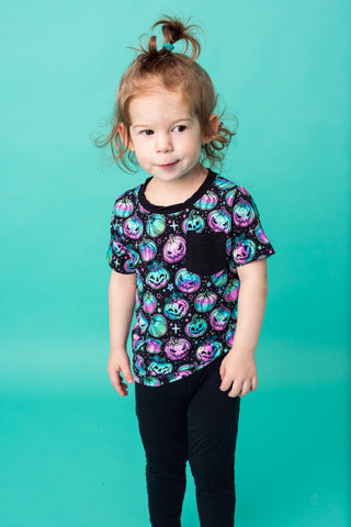 Halloween | Starlight Pumpkins | Bamboo Toddler & Kids Pocket T-Shirt