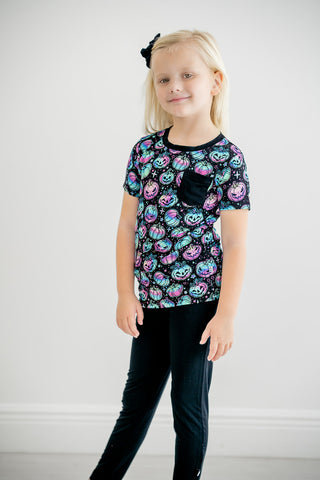 Halloween | Starlight Pumpkins | Bamboo Toddler & Kids Pocket T-Shirt