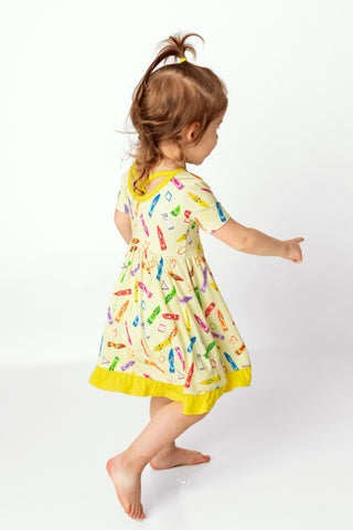 Crayon Crew | Toddler & Girls Bamboo Ruffle Twirl Dress