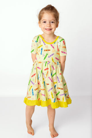 Crayon Crew | Toddler & Girls Bamboo Ruffle Twirl Dress