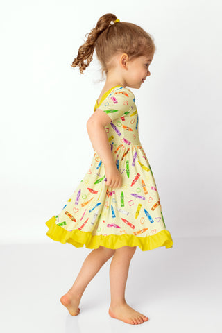 Crayon Crew | Toddler & Girls Bamboo Ruffle Twirl Dress