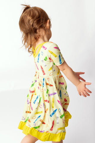 Crayon Crew | Toddler & Girls Bamboo Ruffle Twirl Dress