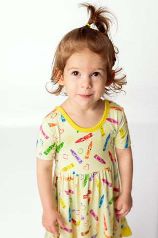 Crayon Crew | Toddler & Girls Bamboo Ruffle Twirl Dress