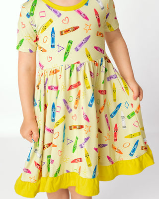 Crayon Crew | Toddler & Girls Bamboo Ruffle Twirl Dress