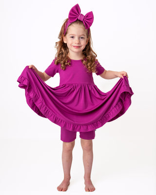 Mulberry | Toddler & Girls Bamboo Ruffle Twirl Dress & Shorts