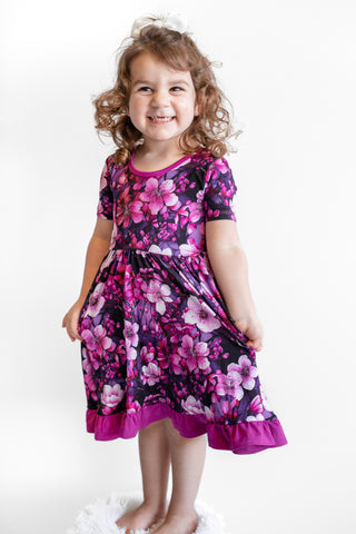 Cherry Blossoms | Toddler & Girls Bamboo Ruffle Twirl Dress & Shorts