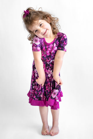 Cherry Blossoms | Toddler & Girls Bamboo Ruffle Twirl Dress & Shorts