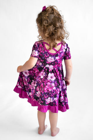 Cherry Blossoms | Toddler & Girls Bamboo Ruffle Twirl Dress & Shorts