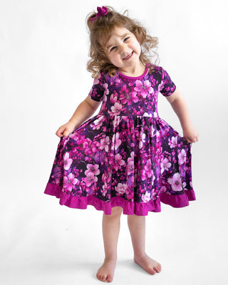 Cherry Blossoms | Toddler & Girls Bamboo Ruffle Twirl Dress & Shorts