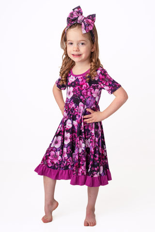 Cherry Blossoms | Toddler & Girls Bamboo Ruffle Twirl Dress & Shorts