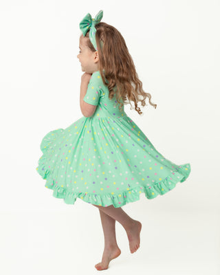 Pastel Dots | Toddler & Girls Bamboo Ruffle Twirl Dress & Shorts