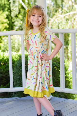 Crayon Crew | Toddler & Girls Bamboo Ruffle Twirl Dress