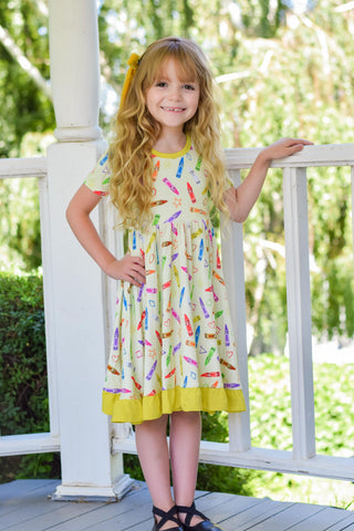 Crayon Crew | Toddler & Girls Bamboo Ruffle Twirl Dress