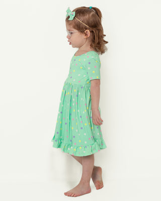 Pastel Dots | Toddler & Girls Bamboo Ruffle Twirl Dress & Shorts