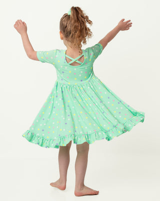 Pastel Dots | Toddler & Girls Bamboo Ruffle Twirl Dress & Shorts