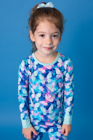 Electric Butterflies | Two-Piece Bamboo Long Sleeve Toddler & Kids Pajamas