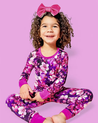 Cherry Blossoms | Two-Piece Bamboo Long Sleeve Toddler & Kids Pajamas