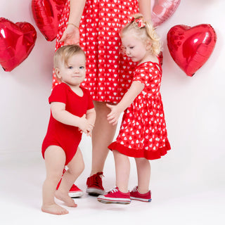 Sweet Little Hearts| Toddler & Girls Bamboo Ruffle Twirl Dress & Shorts