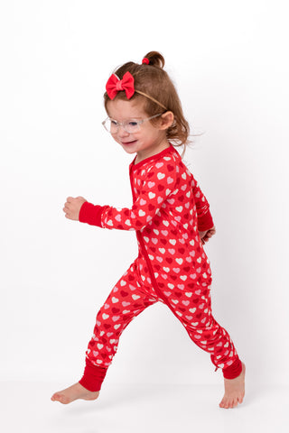 Sweet Little Hearts | Convertible Bamboo Zipper Baby Pajamas