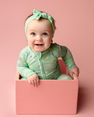 Pastel Dots | Convertible Bamboo Zipper Baby Pajamas