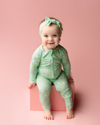 Pastel Dots | Convertible Bamboo Zipper Baby Pajamas