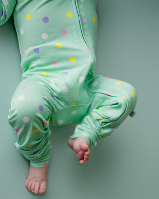 Pastel Dots | Convertible Bamboo Zipper Baby Pajamas