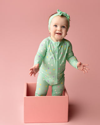 Pastel Dots | Convertible Bamboo Zipper Baby Pajamas