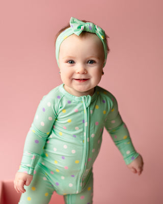 Pastel Dots | Convertible Bamboo Zipper Baby Pajamas