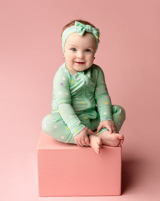 Pastel Dots | Convertible Bamboo Zipper Baby Pajamas