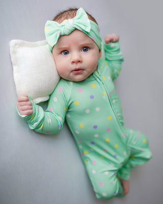 Pastel Dots | Convertible Bamboo Zipper Baby Pajamas