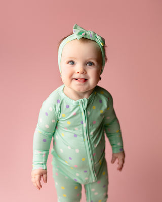 Pastel Dots | Convertible Bamboo Zipper Baby Pajamas