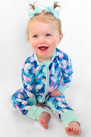 Electric Butterflies | Convertible Bamboo Zipper Baby Pajamas