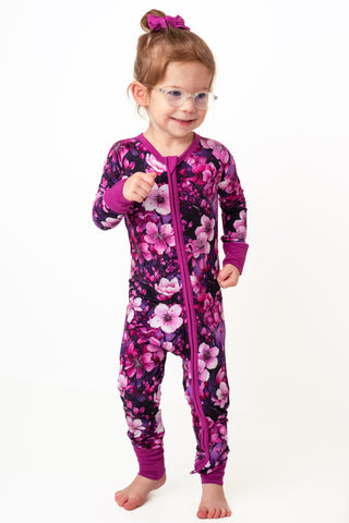 Cherry Blossoms | Convertible Bamboo Zipper Baby Pajamas