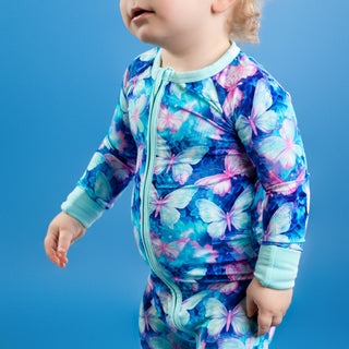 Electric Butterflies | Convertible Bamboo Zipper Baby Pajamas