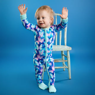 Electric Butterflies | Convertible Bamboo Zipper Baby Pajamas